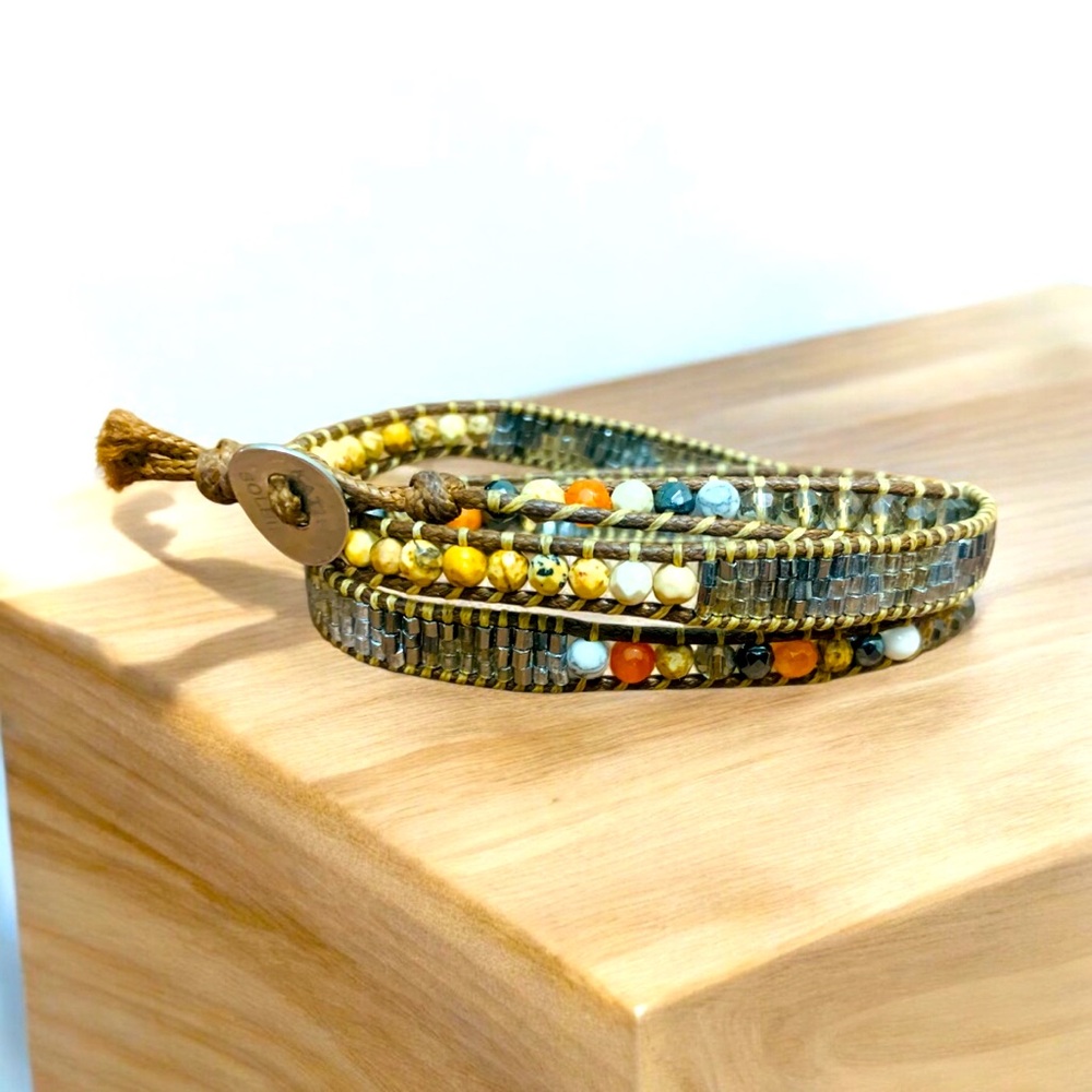 Lightly used Katie Soleil beaded wrap bracelet